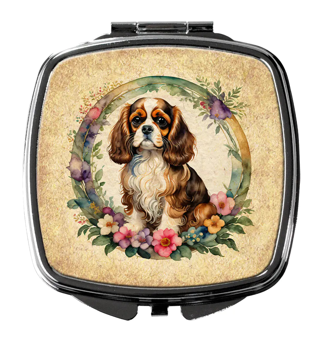 Cavalier Spaniel and Flowers Compact Mirror