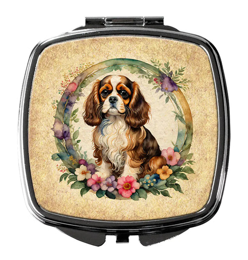 Cavalier Spaniel and Flowers Compact Mirror