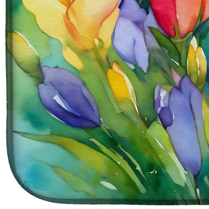 Freesias in Watercolor Dish Drying Mat