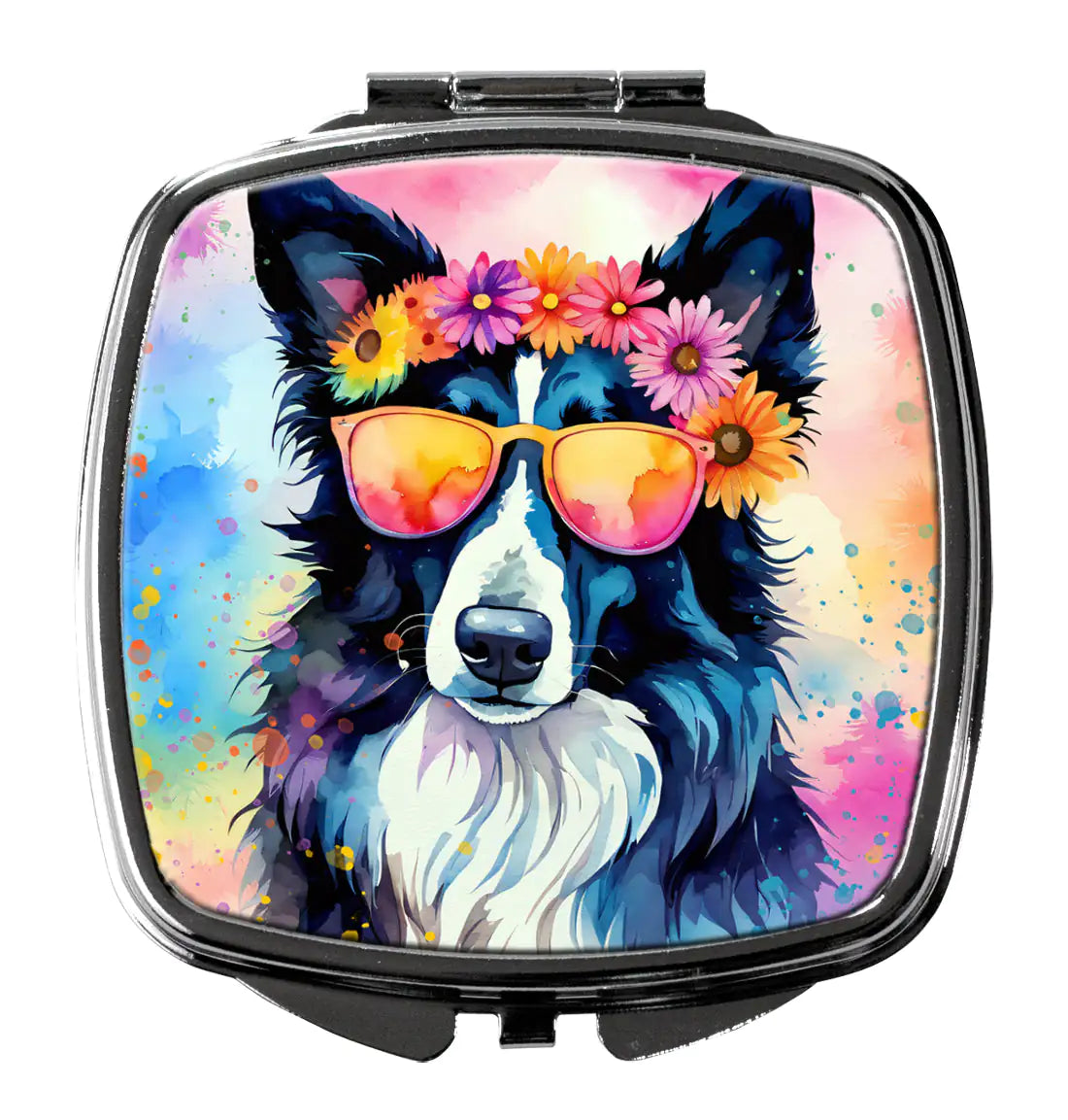 Border Collie Hippie Dawg Compact Mirror