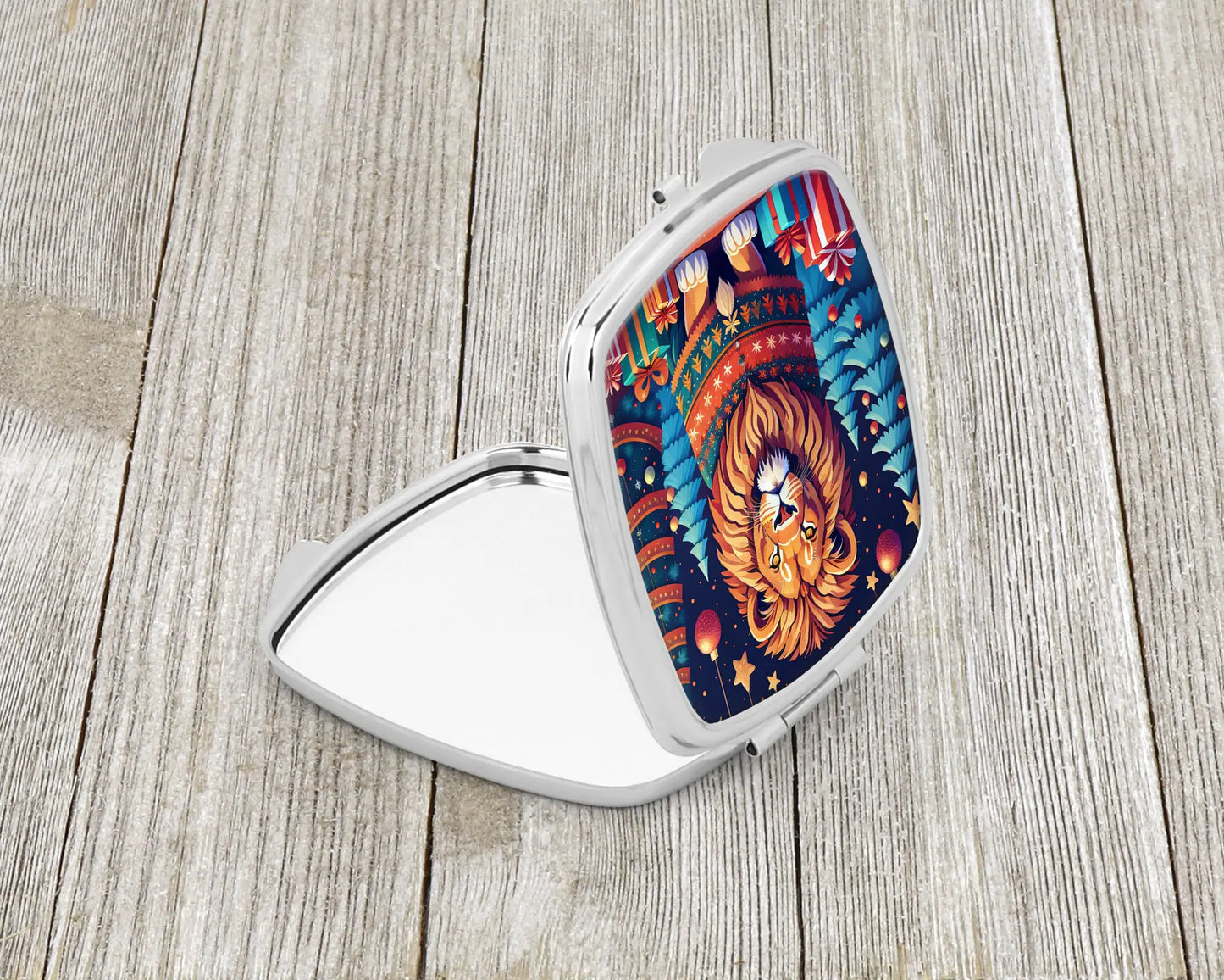 Lion Christmas Compact Mirror