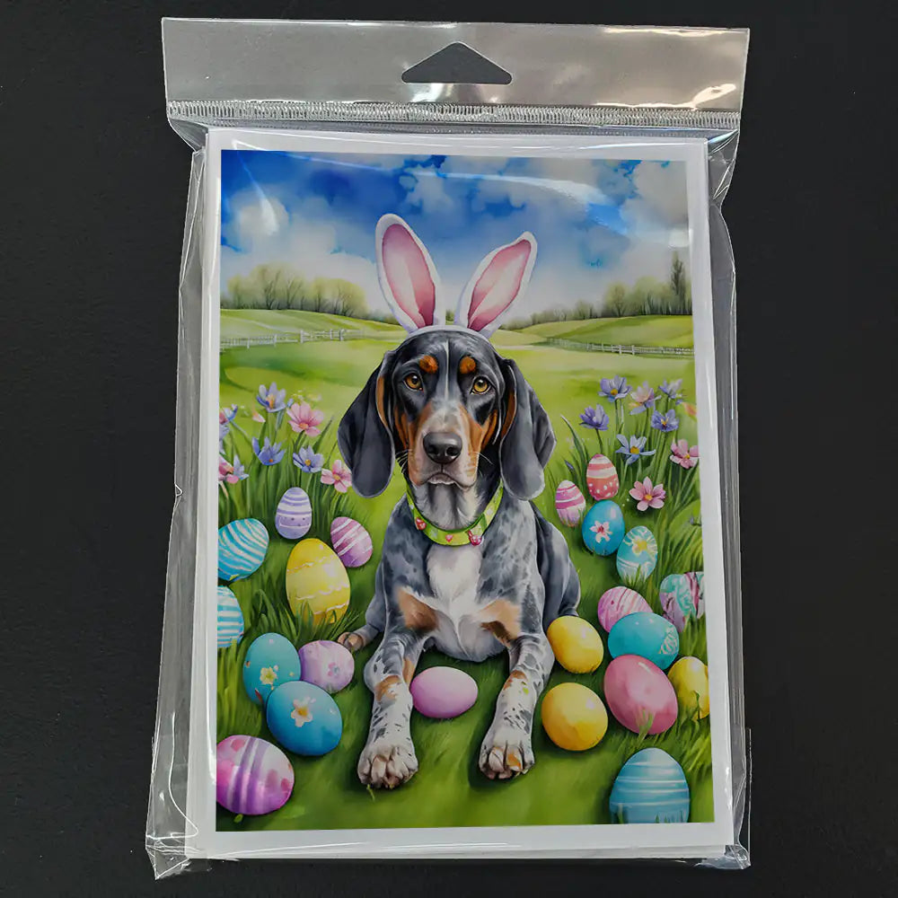 Bluetick Coonhound Easter Egg Hunt Greeting Cards Pack of 8