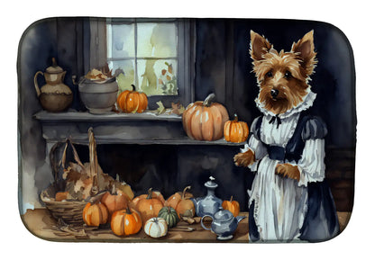 Australian Terrier Fall Kitchen Pumpkins Dish Drying Mat