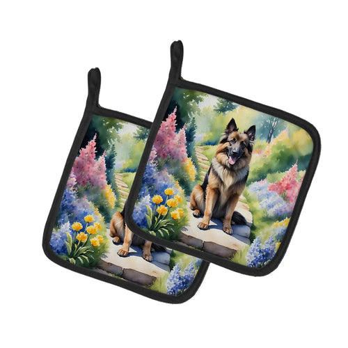Belgian Tervuren Spring Path Pair of Pot Holders