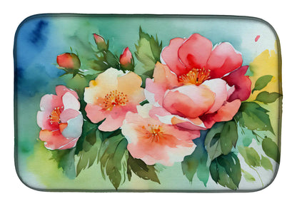 Georgia Cherokee Rose in Watercolor Dish Drying Mat
