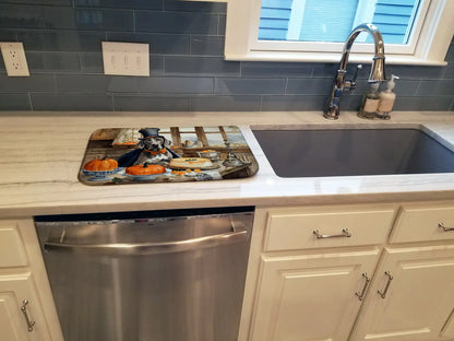 Weimaraner Fall Kitchen Pumpkins Dish Drying Mat