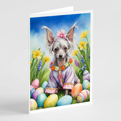Chinese Crested Easter Egg Hunt Greeting Cards Pack of 8