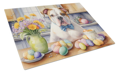 Decorating Easter American Bulldog Glass Cutting Board