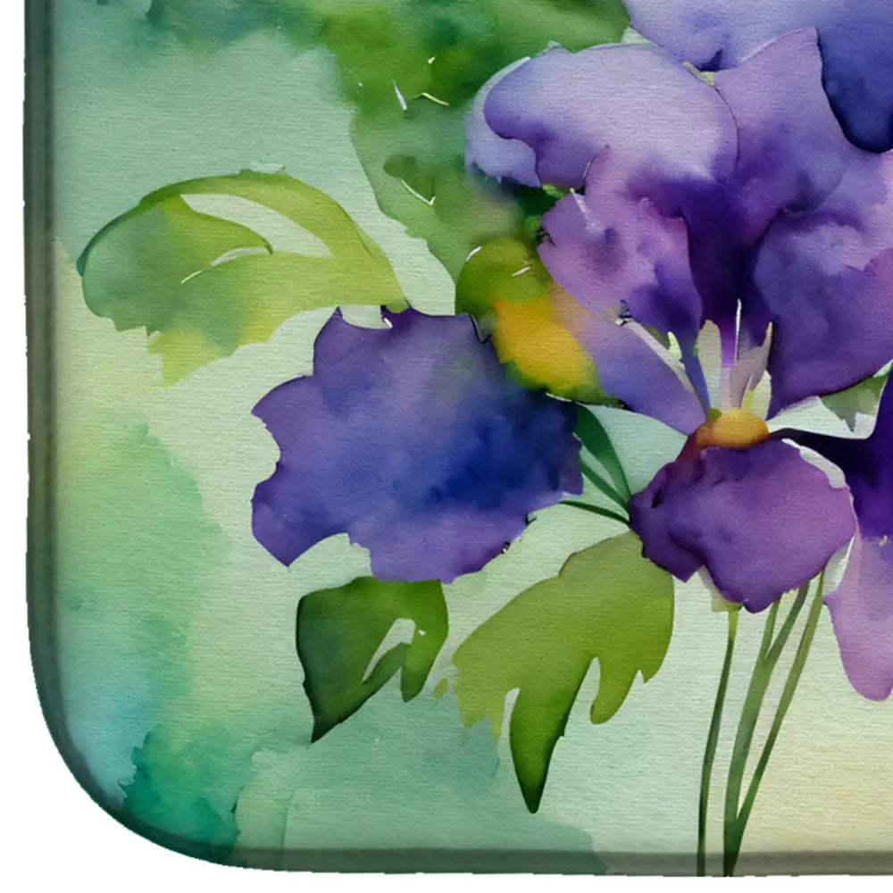 New Jersey Violet in Watercolor Dish Drying Mat