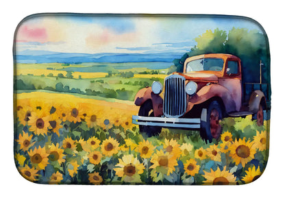 Kansas Sunflowers in Watercolor Dish Drying Mat