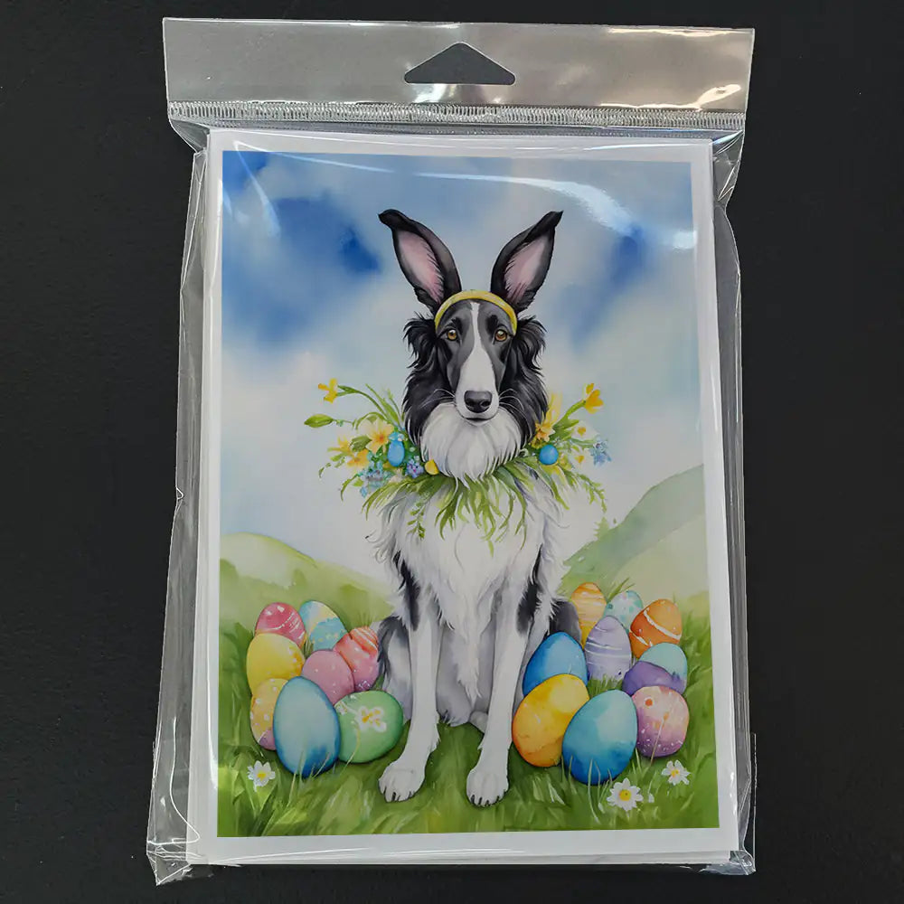 Borzoi Easter Egg Hunt Greeting Cards Pack of 8