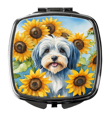 Tibetan Terrier in Sunflowers Compact Mirror