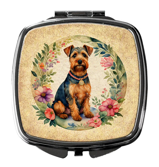 Welsh Terrier and Flowers Compact Mirror