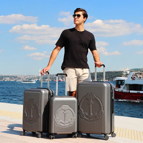 Biggdesign Ocean Hardshell Spinner Luggage Set, Gray, 3 Pcs