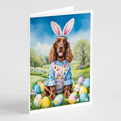 English Cocker Spaniel Easter Egg Hunt Greeting Cards Pack of 8