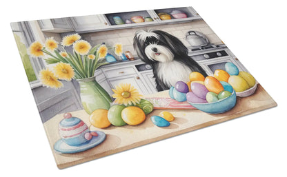 Decorating Easter Havanese Glass Cutting Board