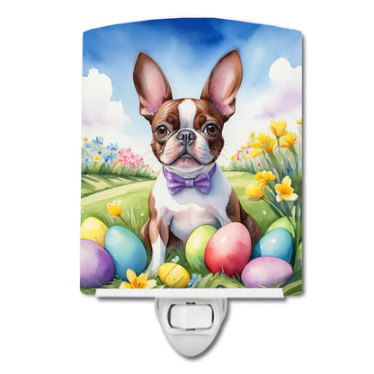 Boston Terrier Easter Egg Hunt Ceramic Night Light