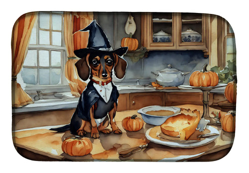 Dachshund Fall Kitchen Pumpkins Dish Drying Mat