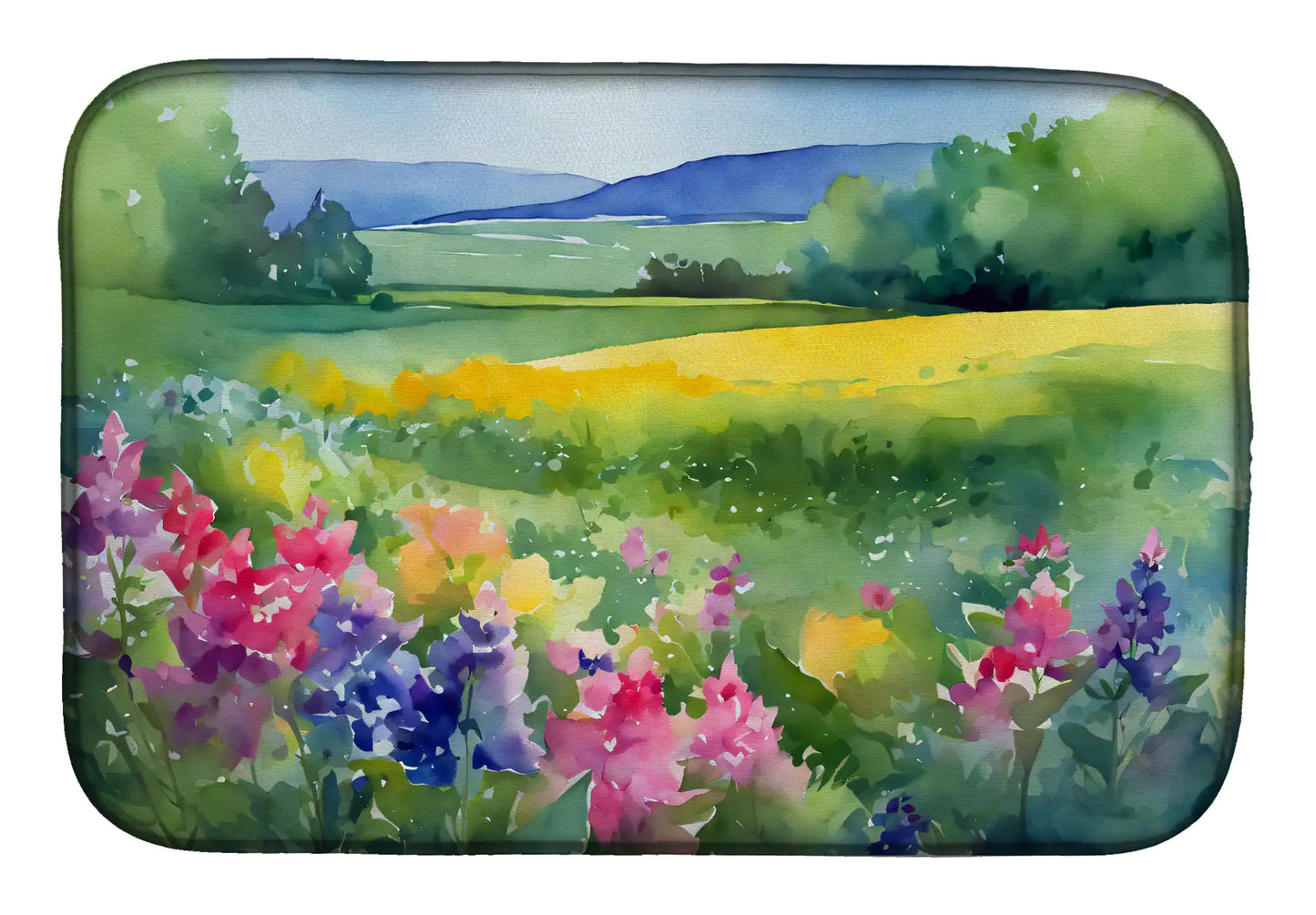 Massachusetts Mayflowers in Watercolor Dish Drying Mat