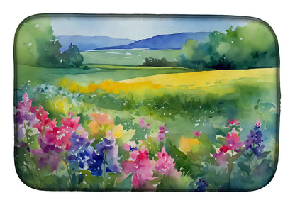 Massachusetts Mayflowers in Watercolor Dish Drying Mat