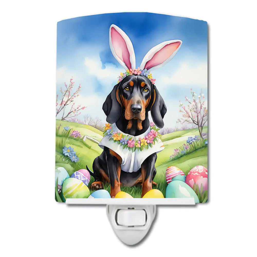 Black and Tan Coonhound Easter Egg Hunt Ceramic Night Light
