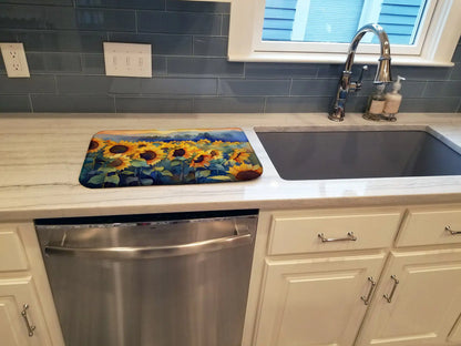 Sunflowers in Watercolor Dish Drying Mat