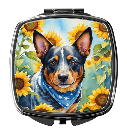 Australian Cattle Dog in Sunflowers Compact Mirror