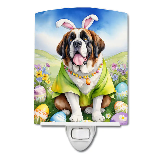 Saint Bernard Easter Egg Hunt Ceramic Night Light