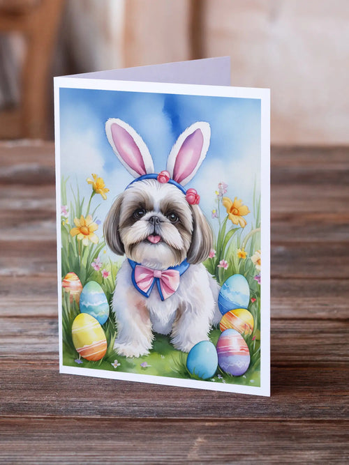 Shih Tzu Easter Egg Hunt Greeting Cards Pack of 8