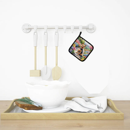 Australian Terrier Spring Garden Pair of Pot Holders