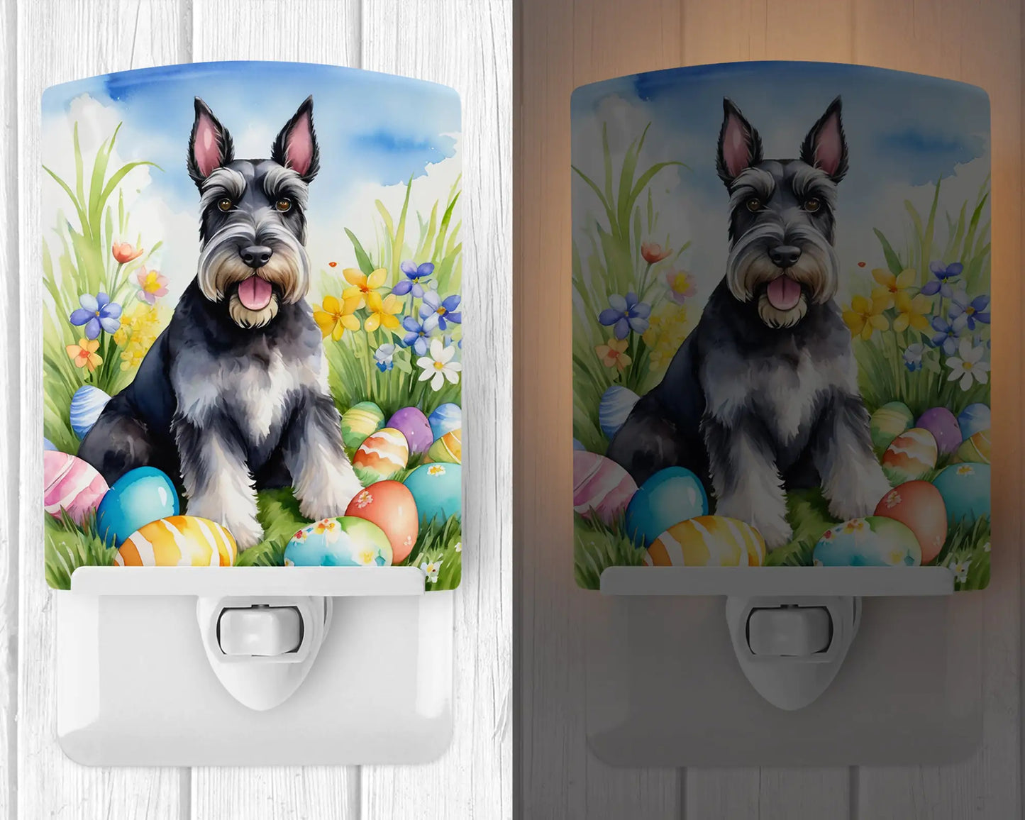 Schnauzer Easter Egg Hunt Ceramic Night Light