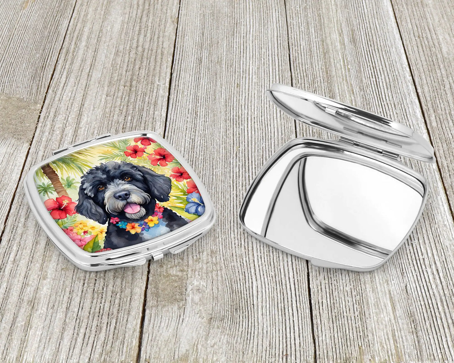 Portuguese Water Dog Luau Compact Mirror