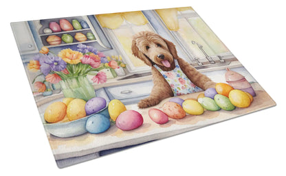 Decorating Easter Labradoodle Glass Cutting Board