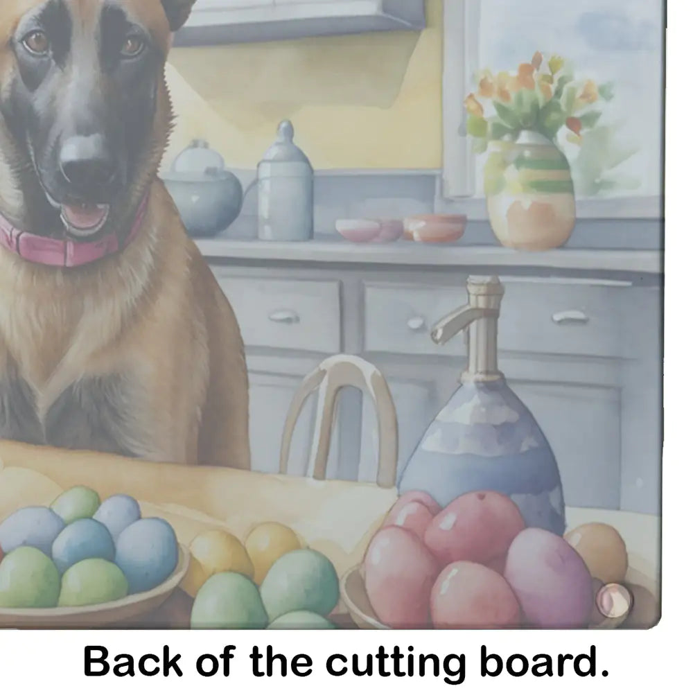 Decorating Easter Belgian Malinois Glass Cutting Board