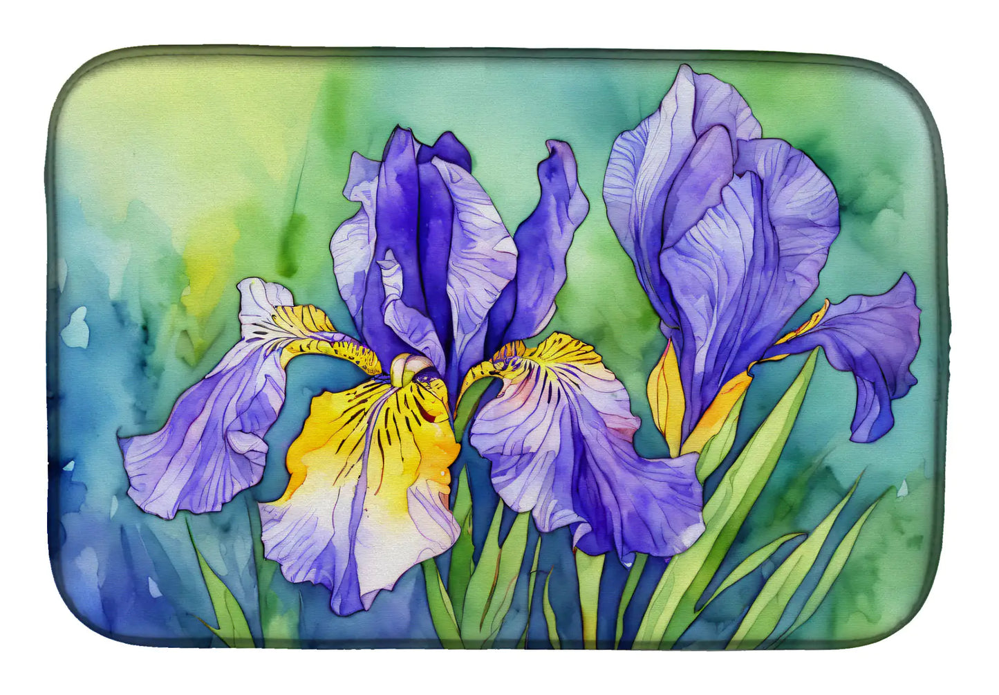Tennessee Iris in Watercolor Dish Drying Mat