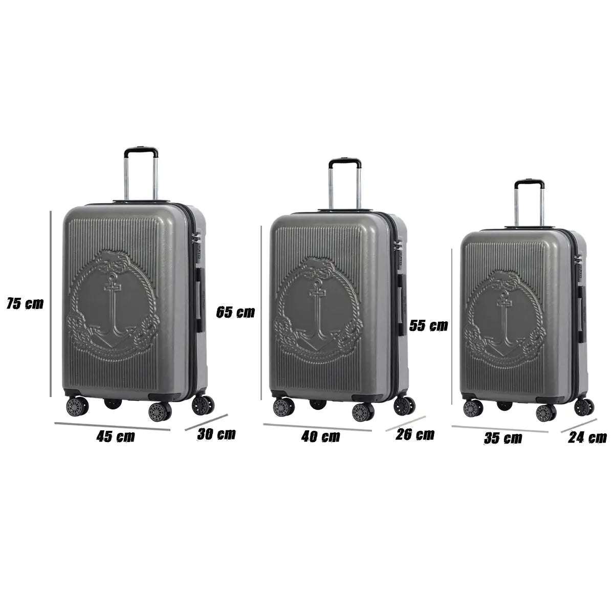 Biggdesign Ocean Hardshell Spinner Luggage Set, Gray, 3 Pcs