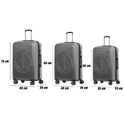 Biggdesign Ocean Hardshell Spinner Luggage Set, Gray, 3 Pcs