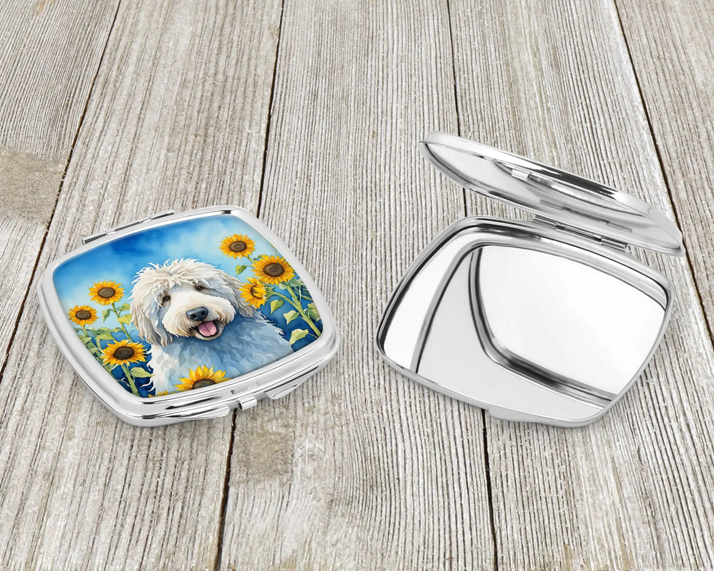 Komondor in Sunflowers Compact Mirror