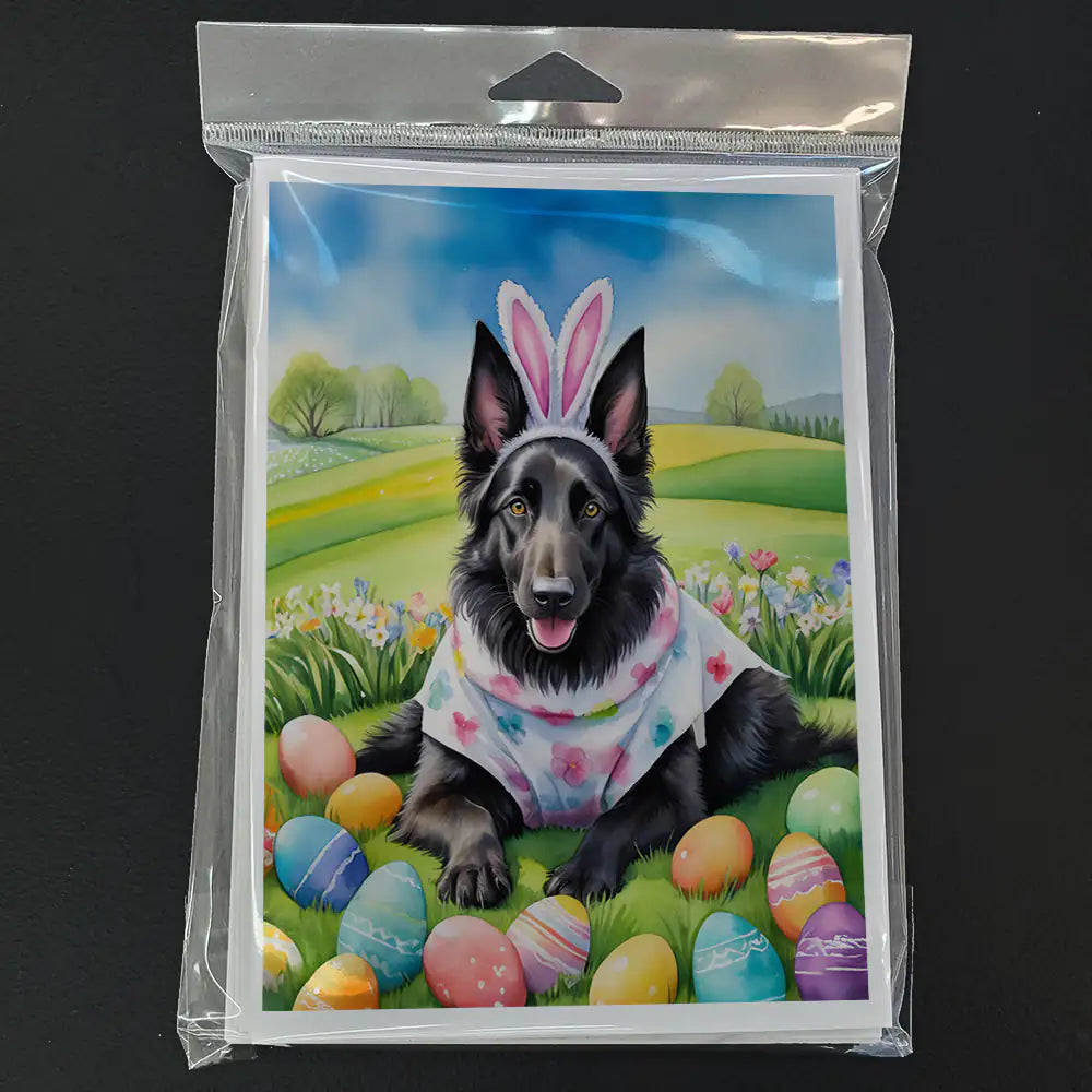 Belgian Sheepdog Easter Egg Hunt Greeting Cards Pack of 8