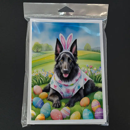 Belgian Sheepdog Easter Egg Hunt Greeting Cards Pack of 8