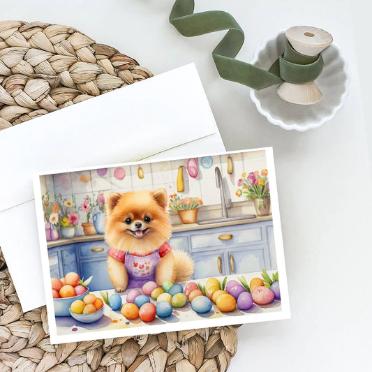 Decorating Easter Pomeranian Greeting Cards Pack of 8