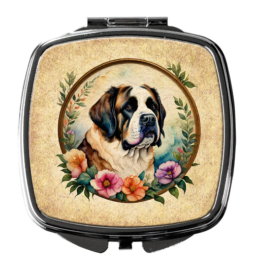 Saint Bernard and Flowers Compact Mirror