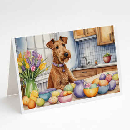 Decorating Easter Irish Terrier Greeting Cards Pack of 8