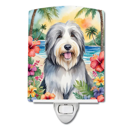 Bearded Collie Luau Ceramic Night Light