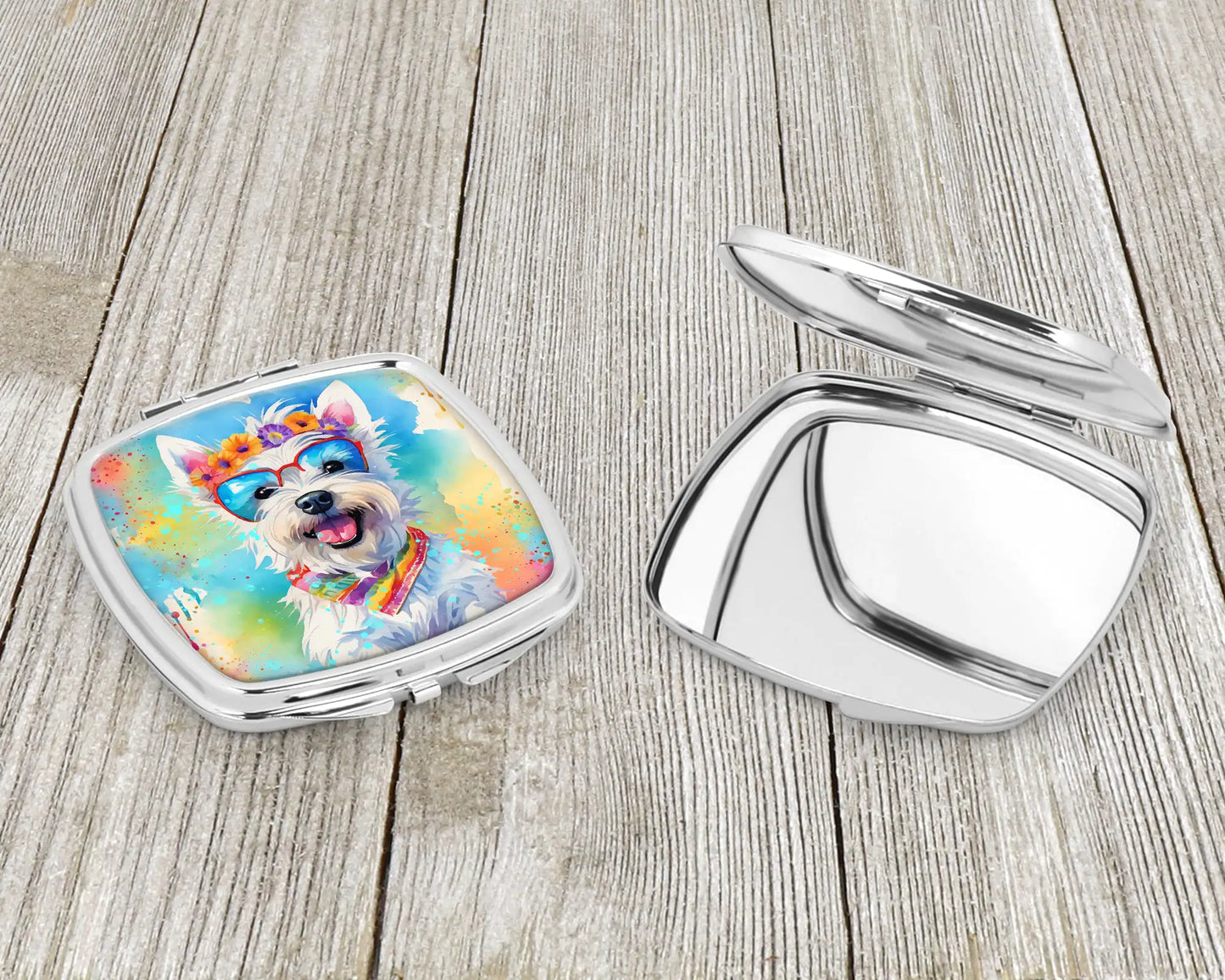 Westie Hippie Dawg Compact Mirror