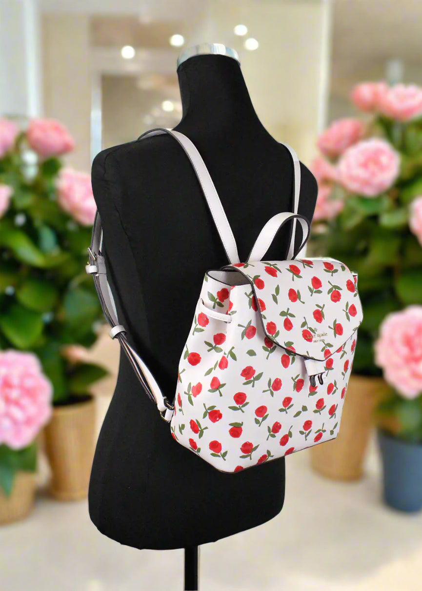 Kate Spade Lizzie Medium Festive Rosette Leather Flap Backpack