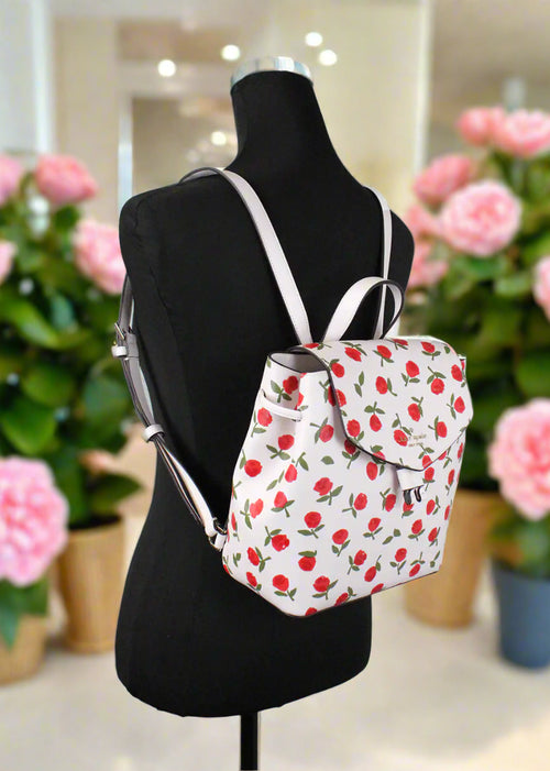 Kate Spade Lizzie Medium Festive Rosette Leather Flap Backpack