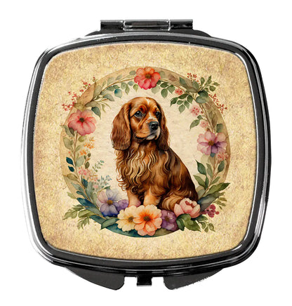 Sussex Spaniel and Flowers Compact Mirror
