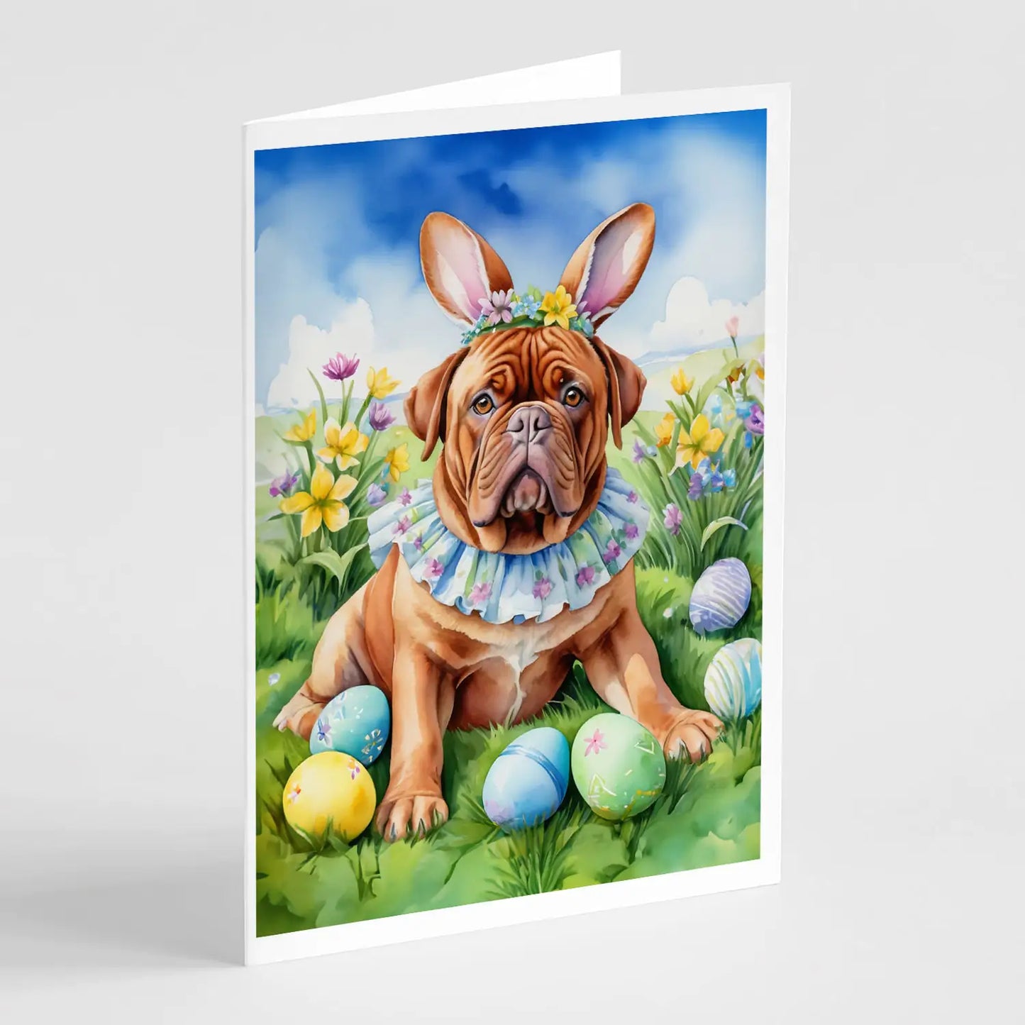 Dogue de Bordeaux Easter Egg Hunt Greeting Cards Pack of 8