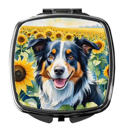 Border Collie in Sunflowers Compact Mirror
